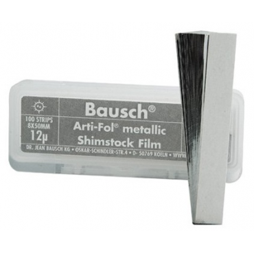 Bausch Arti-Fol® 12μ Metallic Shimstock Articulating Film Uncoated - 8mm x 50mm (100 Strips)