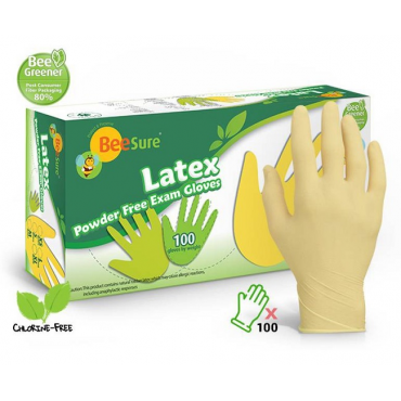 BeeSure Latex Powder Free Examination Glove (100pcs)