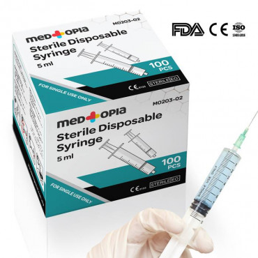 Medtopia Disposable Syringe Luer Lock - 5mL (100pcs)